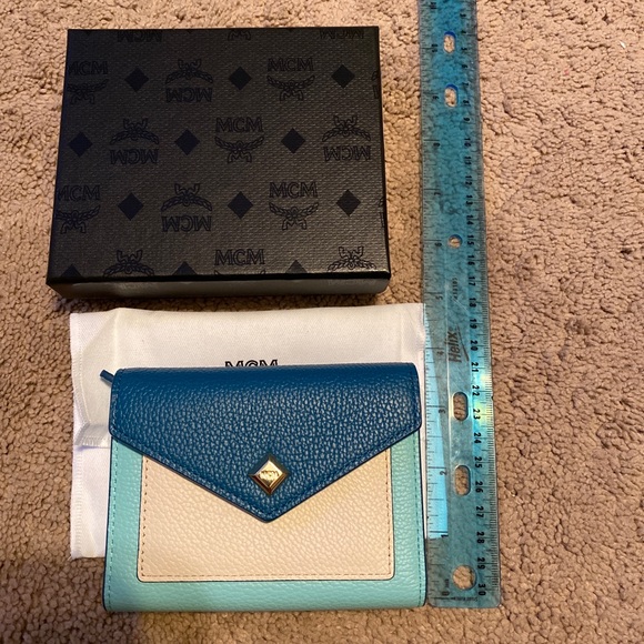 MCM Mini Deep Lagoon Letter Flap Wallet NEW - Picture 8 of 9